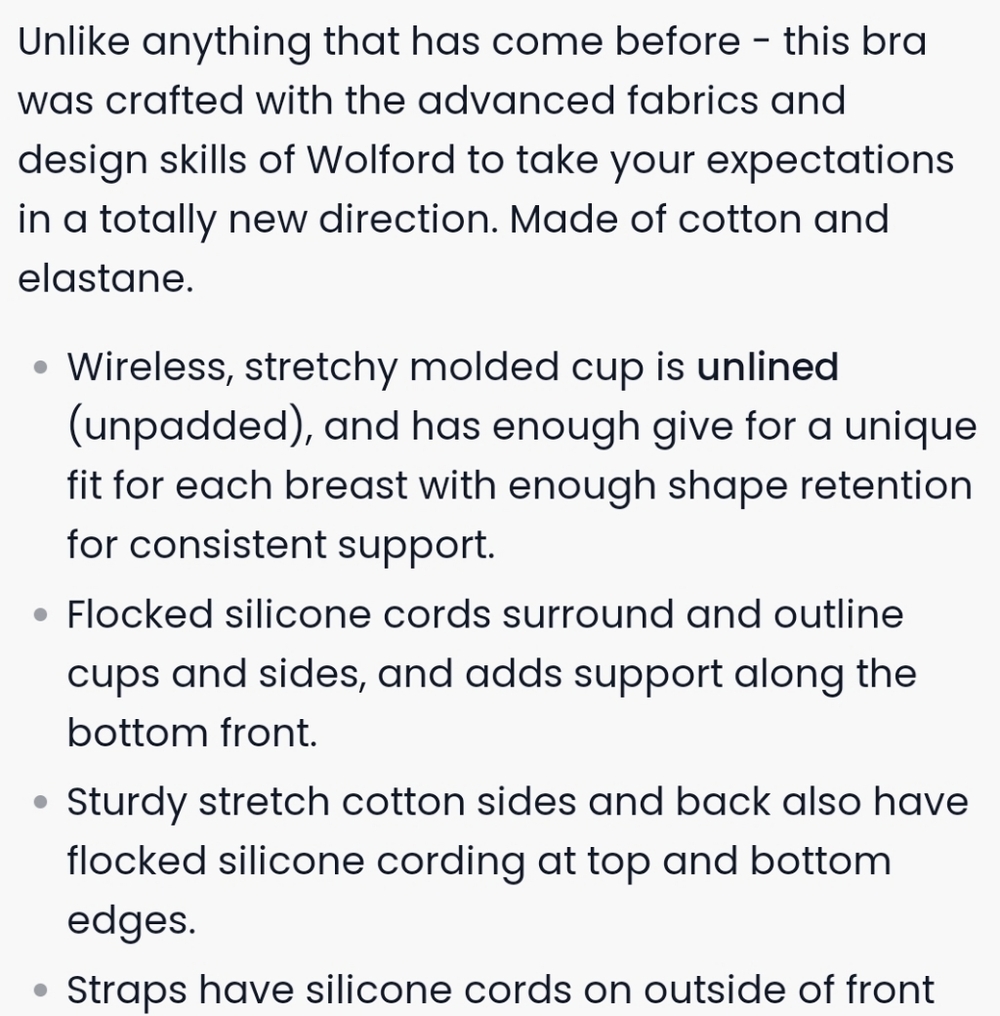 WOLFORD 3W SKIN BRA; SIZES:36C;36B - Picture 3 of 9